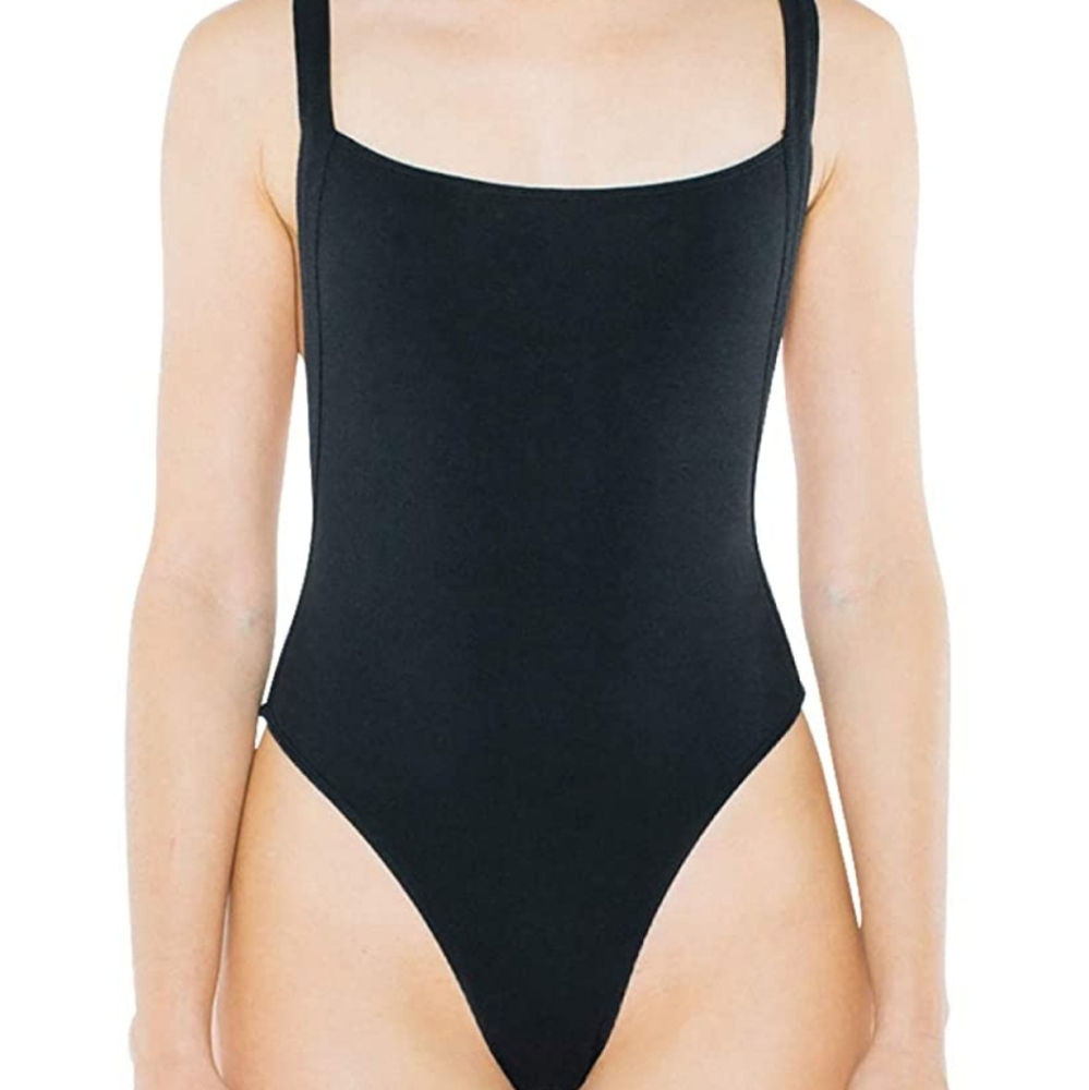American Apparel Ribbed Thick Strapped Bodysuit